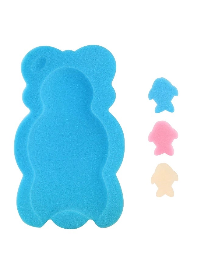 KECUCO Baby Bath Cushion Infant Sponge Mat, Toddler & Newborn Bath Pad - Blue - Image 1