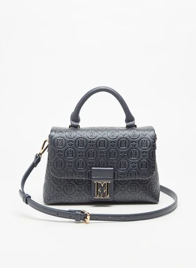 ELLE Women's Monogram Embossed Satchel Bag with Top Handle and Button Closure