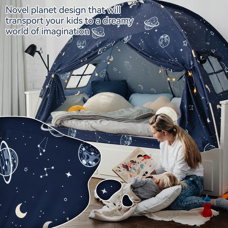 Avrsol Bed Tent Twin, Space Play Canopy for Kids Toddler Boys, Bunk Canopy Tent for Toddler Bed, Galaxy Dome Playhouse Floor Portable Sleeping Tents Indoor for Girls Birthday Toy House Gift - Image 3
