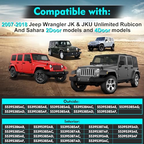Saree 4 Door Hinge Assembly Kits Compatible with 2007-2018 Jeep Wrangler JK JKU Unlimited Rubicon Sahara, Fits Jeep Wrangler JK Inside and Outside, Jeep Wrangler JK Door Hinge 16PCS with 36 Bolts - Image 2