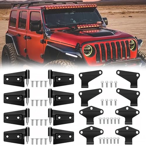 Saree 4 Door Hinge Assembly Kits Compatible with 2007-2018 Jeep Wrangler JK JKU Unlimited Rubicon Sahara, Fits Jeep Wrangler JK Inside and Outside, Jeep Wrangler JK Door Hinge 16PCS with 36 Bolts - Image 1