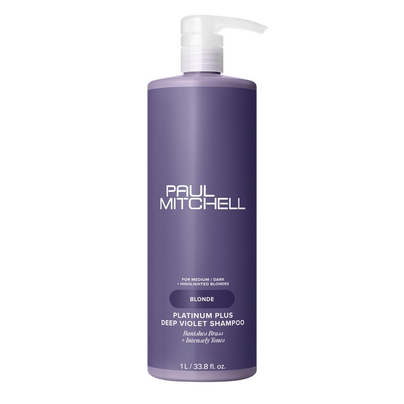 Paul Mitchell Platinum Plus Deep Violet Shampoo, Banishes Brass + Intensely Tones, Ideal for Blonde, Highlighted, Gray or Silver Hair, 33.8 fl oz - Image 1
