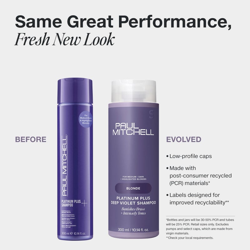 Paul Mitchell Platinum Plus Deep Violet Shampoo, Banishes Brass + Intensely Tones, Ideal for Blonde, Highlighted, Gray or Silver Hair, 33.8 fl oz - Image 2
