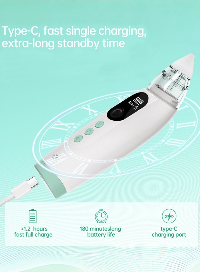 EzzySo Electric Silent Baby Nasal Aspirator with 5-Level Suction Automatic Nose Cleaner With Silicone Nose Tips Music Soothing Function Rechargeable Portable Nasal Aspirators - Image 5