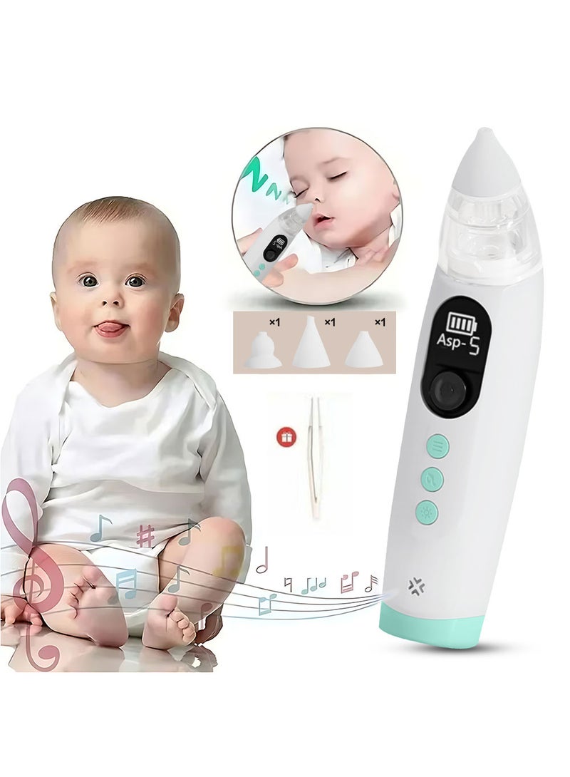 EzzySo Electric Silent Baby Nasal Aspirator with 5-Level Suction Automatic Nose Cleaner With Silicone Nose Tips Music Soothing Function Rechargeable Portable Nasal Aspirators - Image 1