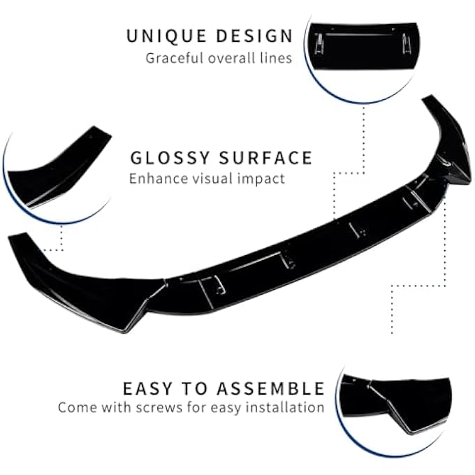 XPHAZZ Front Bumper Lip Compatible with Audi A5 S5 4-Door Sportback (Gloss Black, A5 S5 2021-2024 8W6) - Image 4