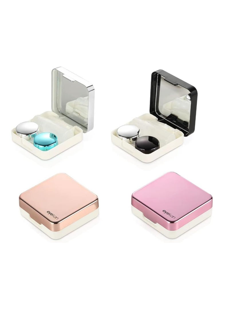 4pcs Travel Contact Lens Case Kit, Durable Portable Soft Lens Remover & Insertion Tool with Mirror, Ideal for Outdoor Daily Use - Image 1