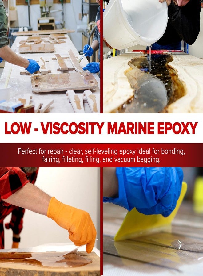 MAS Epoxies Marine Epoxy Resin Kit (1.5-Quart, Medium) 2:1 High Performance Non-Blushing Self-Leveling Hardener for Boat and Wood Repair, Fiberglass Repair Kit with Cups and Pumps - Image 2