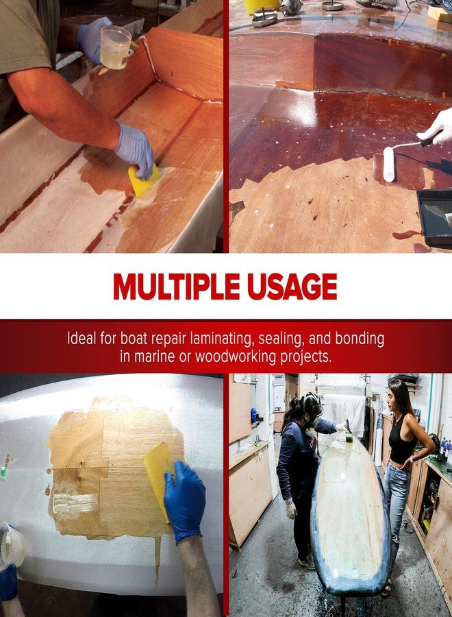 MAS Epoxies Marine Epoxy Resin Kit (1.5-Quart, Medium) 2:1 High Performance Non-Blushing Self-Leveling Hardener for Boat and Wood Repair, Fiberglass Repair Kit with Cups and Pumps - Image 5