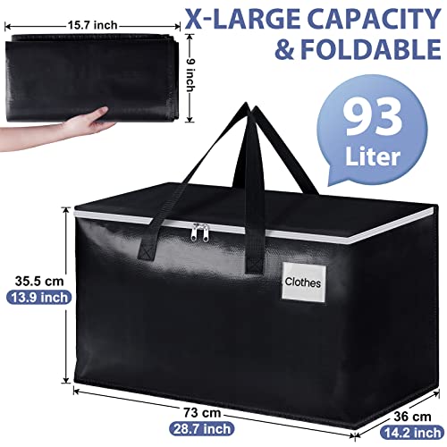 StorageRight Heavy Duty Moving Boxes-Moving Bags with Zipper, Reinforced Handles and Tag Pocket-Collapsible Moving Supplies-Totes for Storage Great for moving, Storage and Travel 93L(Black-10 Pack) - Image 2