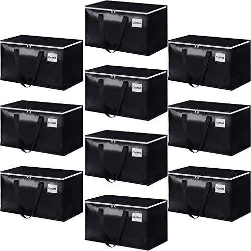 StorageRight Heavy Duty Moving Boxes-Moving Bags with Zipper, Reinforced Handles and Tag Pocket-Collapsible Moving Supplies-Totes for Storage Great for moving, Storage and Travel 93L(Black-10 Pack) - Image 1