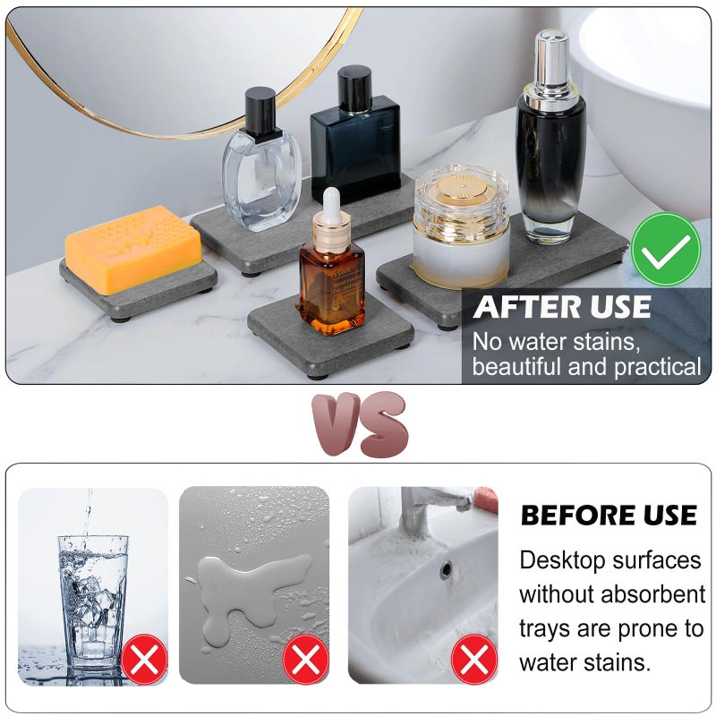 Lyxel 4Pcs Water Absorbing Stone Tray For Sink  Fast Drying Stone Sink Tray  Water Absorbent Diatomite Tray  Stone Soap Tray  Diatomaceous Coaster  Stone Drying Trays For Bathroom Sink And Kitchen Counter - Image 5