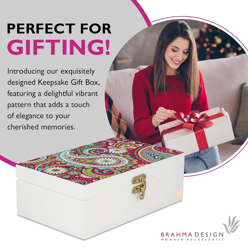 BRAHMA DESIGN BRAHMA DESIGN Decorative Gift Box for Presents in Pink Paisley Design Size 8 x 5 x 275 Jewellery Box Tarot Box Vintage Box Knickknacks Storage Trunk Organiser Gift Box for Packing - Image 4