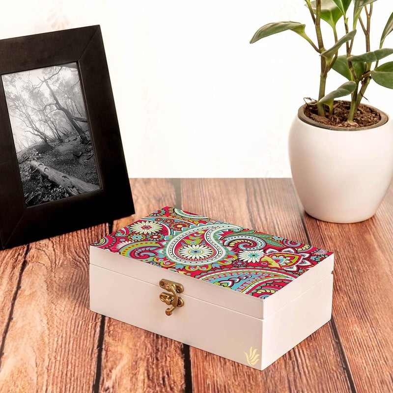 BRAHMA DESIGN BRAHMA DESIGN Decorative Gift Box for Presents in Pink Paisley Design Size 8 x 5 x 275 Jewellery Box Tarot Box Vintage Box Knickknacks Storage Trunk Organiser Gift Box for Packing - Image 5