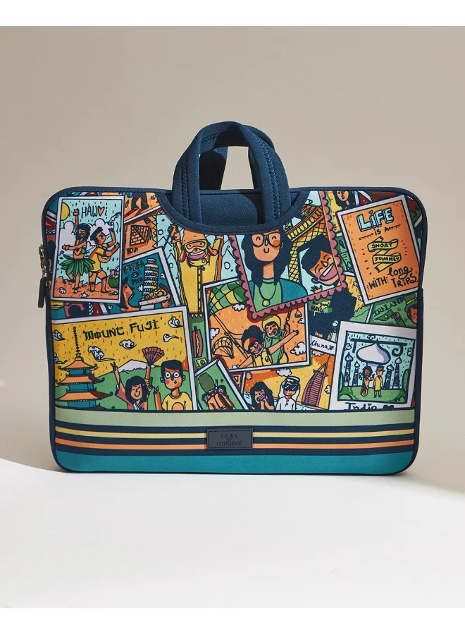 Chumbak TEAL By Chumbak Around the world Laptop Sleeve - 13inch