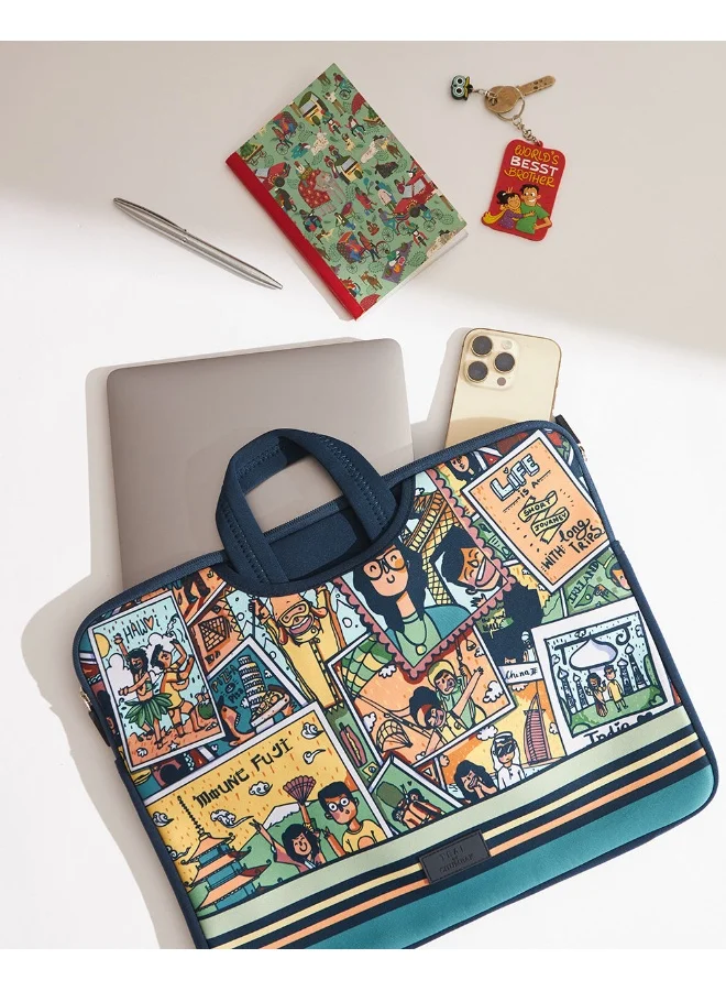 Chumbak TEAL By Chumbak Around the world Laptop Sleeve - 13inch