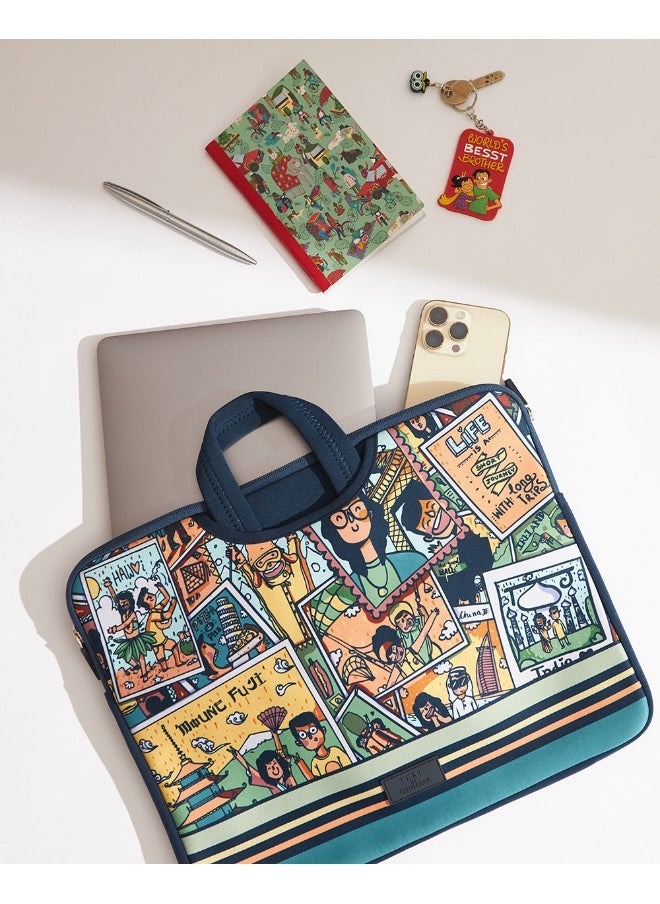 Chumbak TEAL By Chumbak Around the world Laptop Sleeve - 13inch  - Image 2