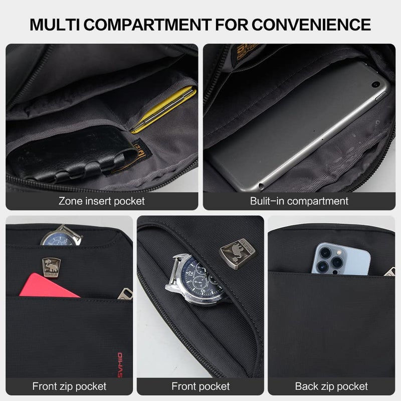 OIWAS Crossbody Bags for Men Messenger Shoulder Bag, Nylon Travel Purse Sling Women satchel for work Business (black) - Image 5