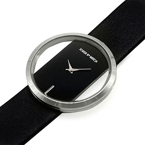 Joker & Witch Futuristic 42mm Black Dial 22mm Black Faux Leather Watch for Women - Image 2