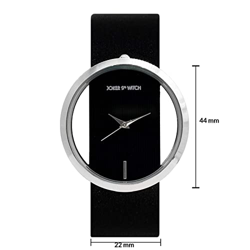 Joker & Witch Futuristic 42mm Black Dial 22mm Black Faux Leather Watch for Women - Image 4