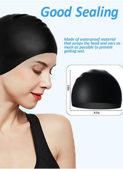 SUCITY 2 Pcs Silicone Swim Caps with Great Flexibility for Head Protection - Waterproof Swimming Caps with Good Sealing - Durable Silicone Swimming Hats with Internal Non-slip Texture Design  - Image 4