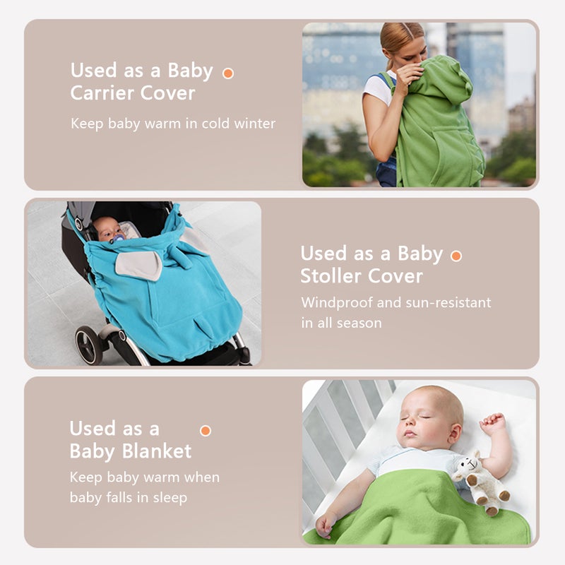 Baby Carrier Cover Hooded Stretchy Cloak for Baby Windproof Soft Baby Stroller Winter Cover with Pocket - Image 5
