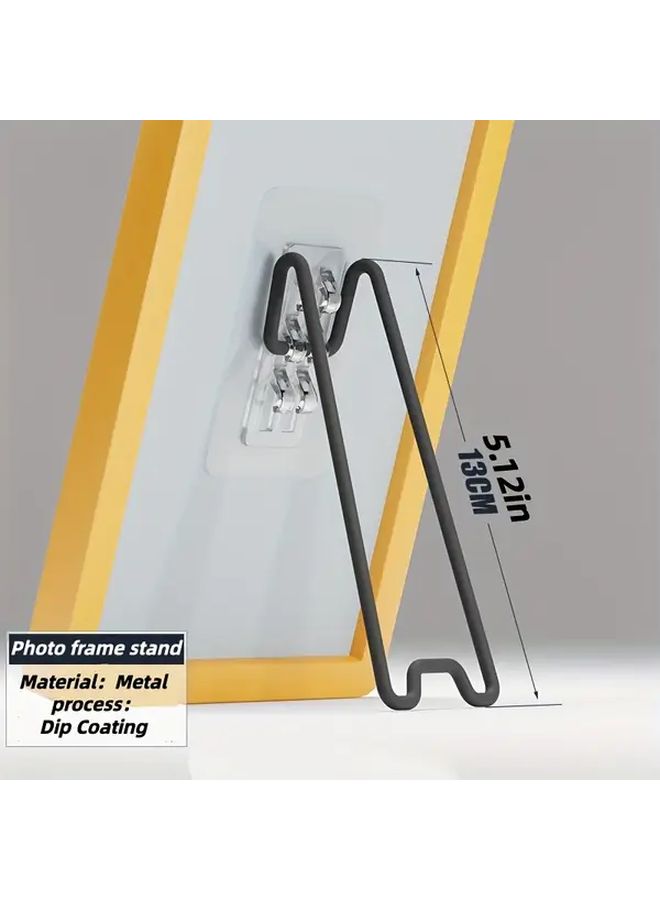 2 Pcs Black Stainless Steel Photo Frame Stand Adjustable Height 5.9 To 10.2 Inches Metal Display Rack With Self Adhesive Base - Image 1