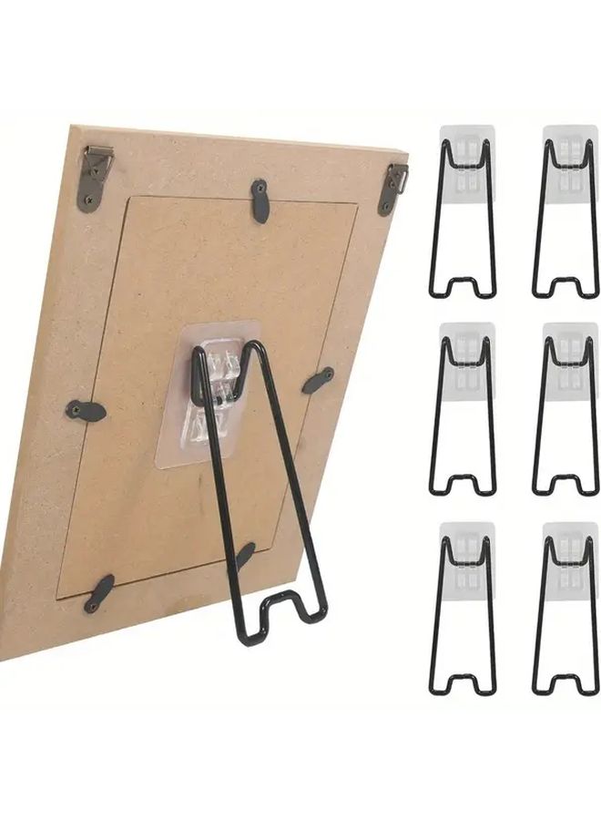 2 Pcs Black Stainless Steel Photo Frame Stand Adjustable Height 5.9 To 10.2 Inches Metal Display Rack With Self Adhesive Base - Image 2