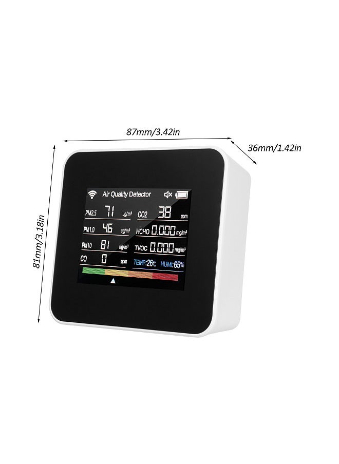 Generic 14-in-1 Indoor Air Quality Monitor Tuya WiFi Air Quality Detector Detects CO₂ CO TVOC HCHO Temperature and Humidity PM2.5 PM1.0 PM10 2.8inch TFT Color Display Support Cellphone APP Control  - Image 5