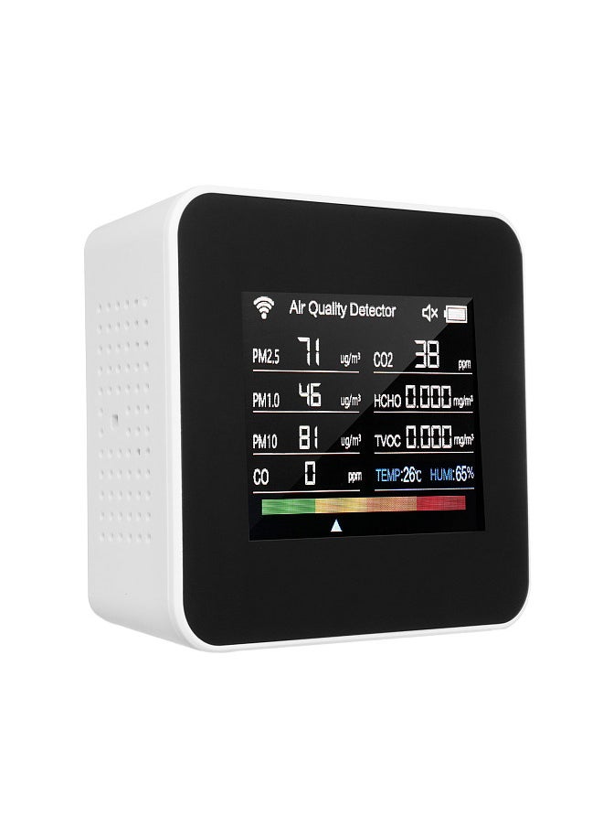 Generic 14-in-1 Indoor Air Quality Monitor Tuya WiFi Air Quality Detector Detects CO₂ CO TVOC HCHO Temperature and Humidity PM2.5 PM1.0 PM10 2.8inch TFT Color Display Support Cellphone APP Control  - Image 3