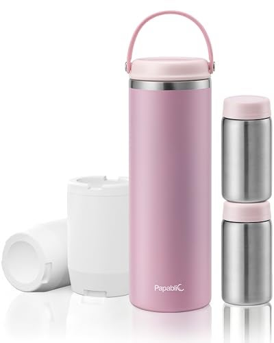 Papablic 360 CapsuleChill Breastmilk Cooler for 36H Safe Storage Portable Breast Milk Chiller for Working Mom 20oz Travel Cooler with 2pcs Stainless Steel Baby Bottles Sakura Pink - Image 1