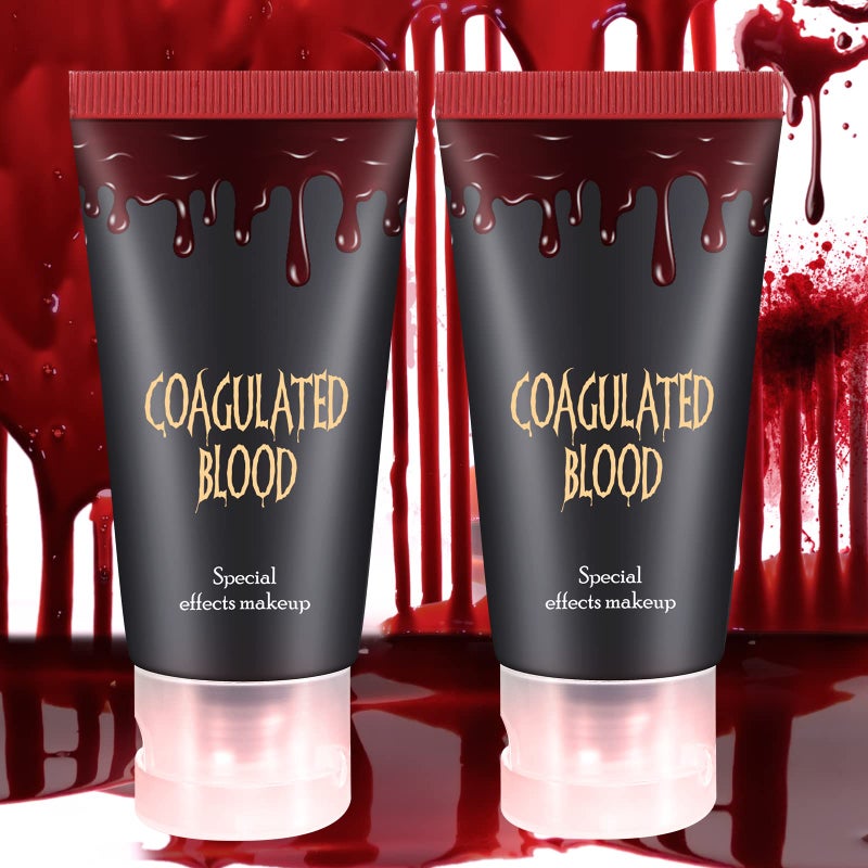 BEUSELF DELANCI Edible Fake Blood Gel Realistic Sfx Fake Blood Makeup Kit Washable Fake Blood for Clothes Mouth Eyes Special Effects Makeup Kit for Vampire Zombie Halloween Fake Blood Makeup 60g212 Oz 