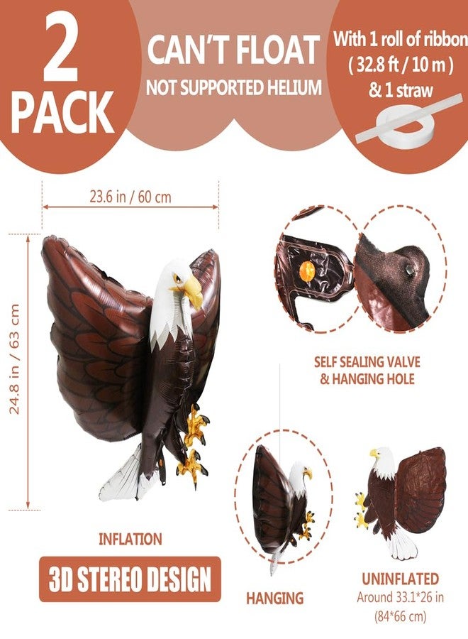 Deermon 4th Of July 3D Giant Eagle Bird Balloon, 2 Pack Patriotic Independence Day Inflatable Realistic American Bald Eagles Balloons For Memorial Day US Election Holiday Event Celebration Party Supplies - Image 5