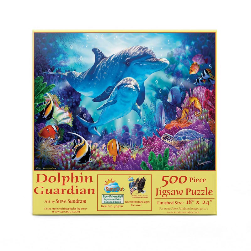 SUNSOUT INC Dolphin Guardian 500 pc Jigsaw Puzzle by Artist Steve Sundram Finished Size 18 x 24 MPN 70926 - Image 4