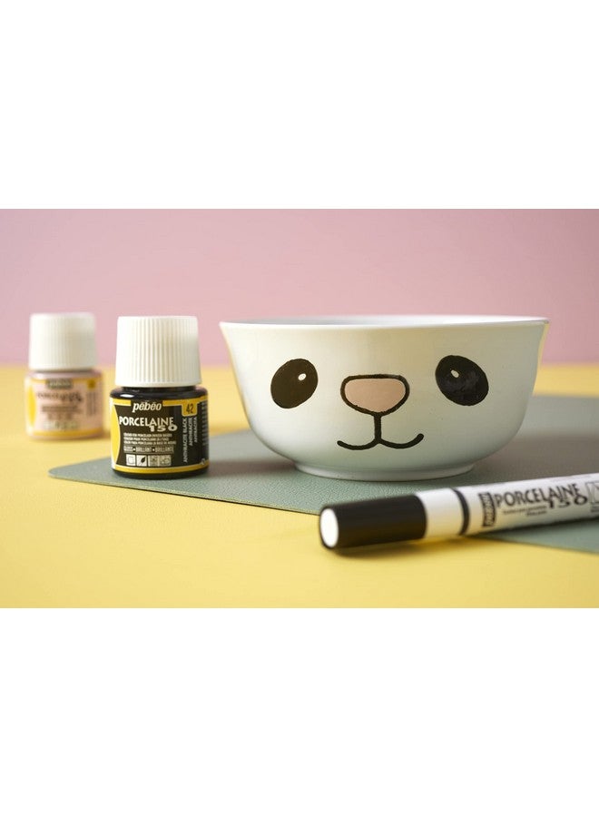 Pebeo Porcelaine 150 Assorted China Paint Bullet Tip Markers Anthracite Black Diy Arts & Crafts Supplies Fun For Kids Heat Resistant Finish Microwave & Dishwasher Safe Formula 1 Count (Pack Of 1) - Image 3