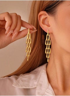 GOLDMAX Elegant Stainless Steel 21k Gold Plated Drop Earrings For Women  - Image 1