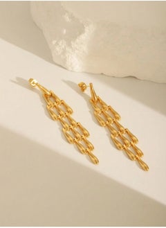 GOLDMAX Elegant Stainless Steel 21k Gold Plated Drop Earrings For Women  - Image 2