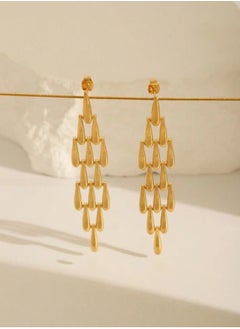 GOLDMAX Elegant Stainless Steel 21k Gold Plated Drop Earrings For Women  - Image 3