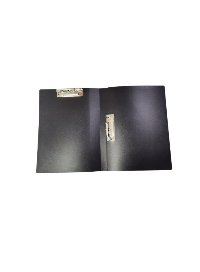 A4 Black  Dual Clip Plastic Clipboard File Folder, Portable Document Organizer with Metal Clips, Pack of 6