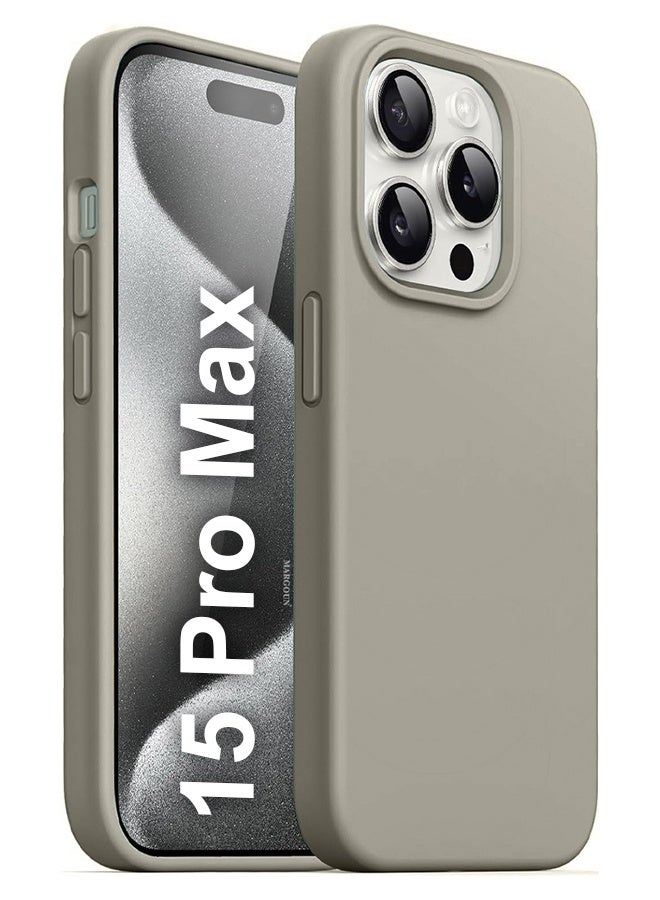 CATANES Silicone Case Cover for iPhone 15 Pro Max Durable and Anti Scratch Back Cover Titanium  - Image 1