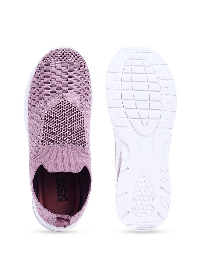 KATS Girls Lightweight Slip-On Sneakers with Perforations in Peach - Image 4