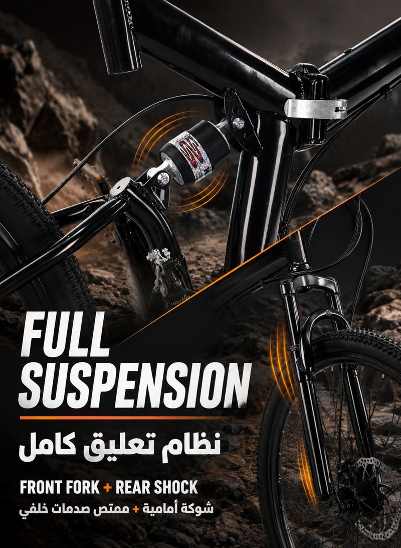RUIYADA 26 Inch Folding Mountain Bike, 21 Speed Full Suspension Foldable Mountain Bicycle with Dual Disc Brake, High Carbon Steel Frame Portable Off‑Road Bike, Adult Fold‑up Cycling Bicycle for Outdoor Mountain Riding Urban Commuter Daily Travel - Image 5