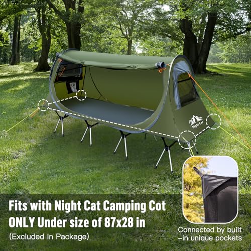 Night Cat Pop-up Camping Tent: 1 Person Tent Waterproof Instant Easy Setup Tunnel Tent Fits for Camping Cot (Excluded) - Image 3