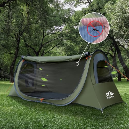 Night Cat Pop-up Camping Tent: 1 Person Tent Waterproof Instant Easy Setup Tunnel Tent Fits for Camping Cot (Excluded) - Image 5