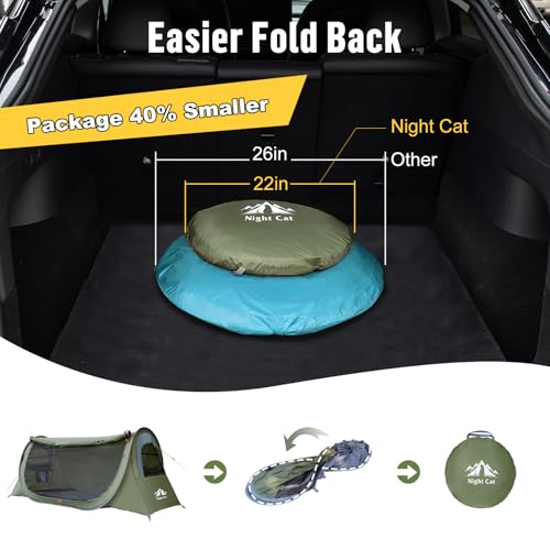 Night Cat Pop-up Camping Tent: 1 Person Tent Waterproof Instant Easy Setup Tunnel Tent Fits for Camping Cot (Excluded) - Image 2