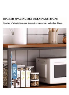 AGD Kitchen Storage Cabinet with Door and Shelves, Wooden Microwave Oven Stand, Free Standing Storage Shelves for Kitchen Bathroom Home Living Room 80x30x80cm - Wooden Color  - Image 2