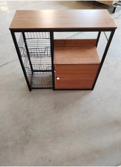 AGD Kitchen Storage Cabinet with Door and Shelves, Wooden Microwave Oven Stand, Free Standing Storage Shelves for Kitchen Bathroom Home Living Room 80x30x80cm - Wooden Color  - Image 4