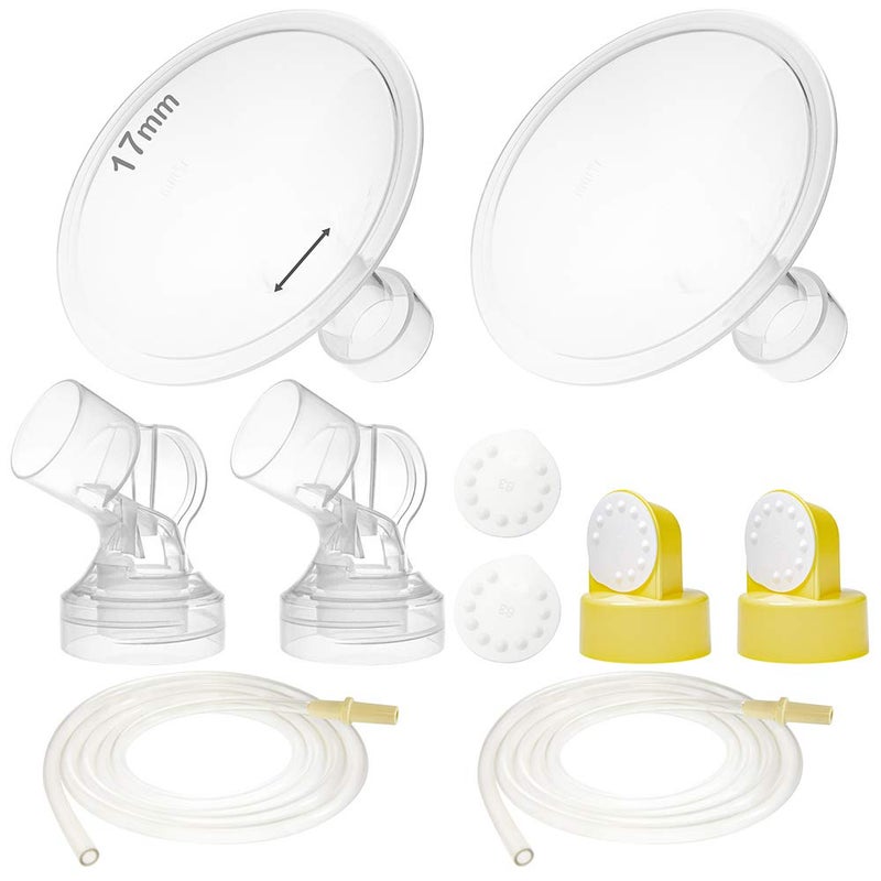 Nenesupply Pump Parts with 17mm Flanges Compatible with Medela Pump in Style Breastpump Not Original Medela Pump Parts Include Compatible Flange Breastshield Connector Valve Membrane Tubing
