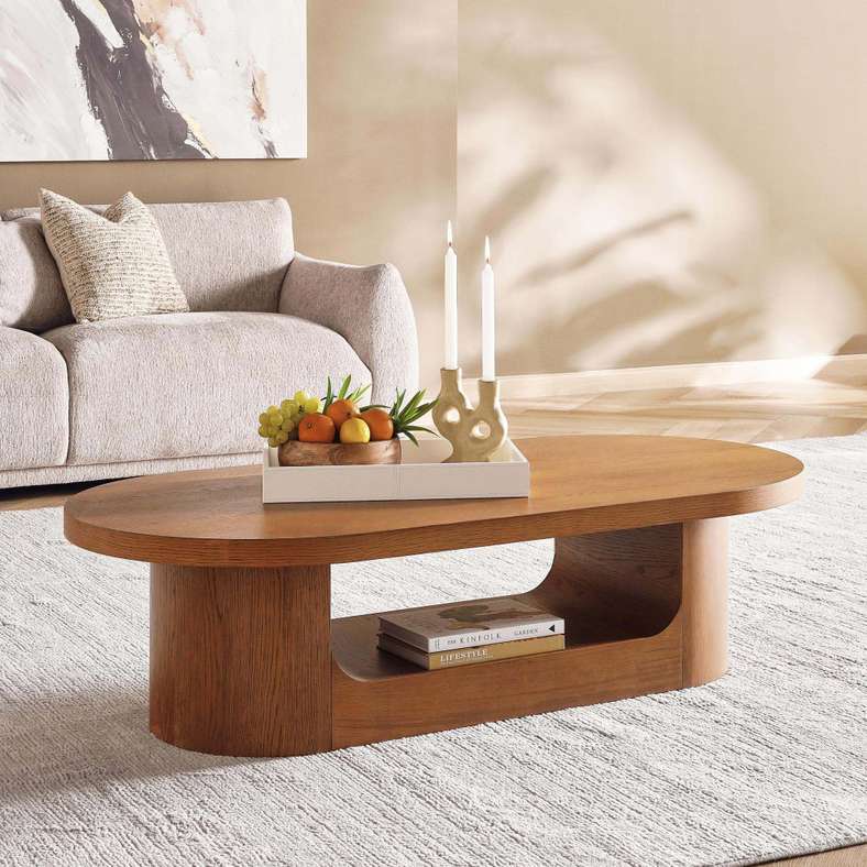 EZRA COFFEE TABLE OVAL - DARK OAK