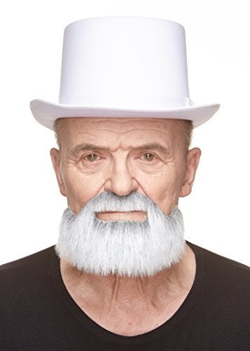 Mustaches Self Adhesive, Novelty, Short Boxed Fake Beard, False Facial Hair, Costume Accessory for Adults, Gray with White Color - Image 2